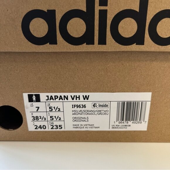 ADIDAS  Japan Vh Sneaker Boots - Silver/Solar Orange/Grey Size 7 - Picture 15 of 16